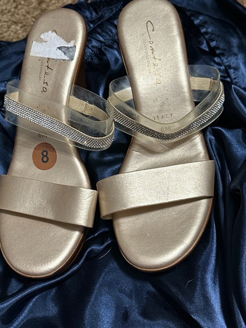 Gold Slip-On Dress Sandals - 8M